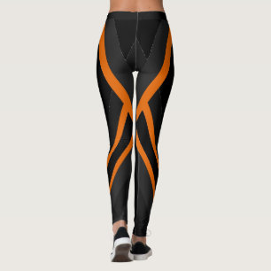 Halloween Grusel Geometric Orange & Schwarz Leggings