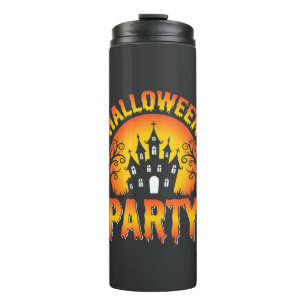 Halloween Grusel-Haus-Party-Vektor Thermosbecher