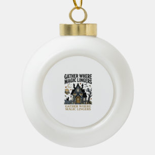 Halloween Grusel-Hütte Zusammenkunft Keramik Kugel-Ornament