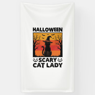Halloween Grusel Katzen Dame Vintage Gravur Shirt Banner
