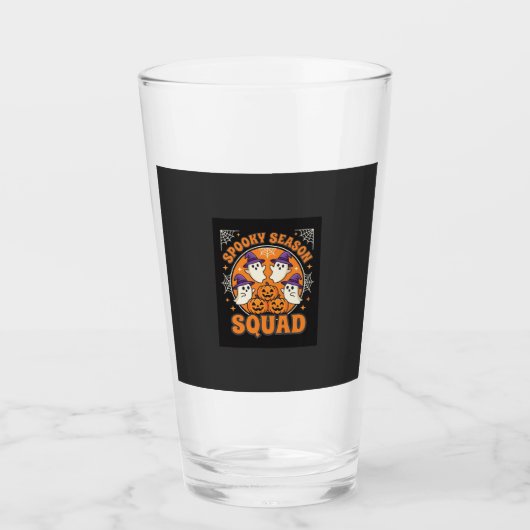 Halloween Grusel-Saison-Team Geist-Kürbis-Design Glas (Vorderseite)
