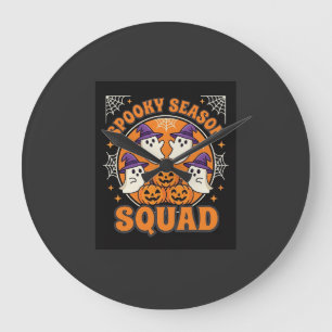 Halloween Grusel-Saison-Team Geist-Kürbis-Design Große Wanduhr