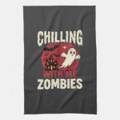 Halloween Gruseldesign mit mir Zombies Geist Geschirrtuch (Vertikal)