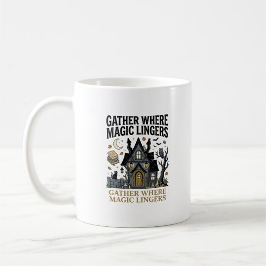 Halloween Gruselhäuschen-Treffen Kaffeetasse (Links)