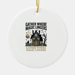 Halloween Gruselhäuschen-Treffen Keramik Ornament