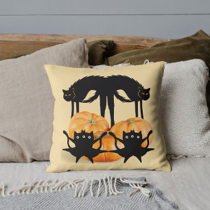 Halloween Gruselig Lustige Schwarze Katze Kürbis C Kissen