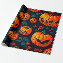 Halloween gruselig orange Kürbis Geschenkpapier