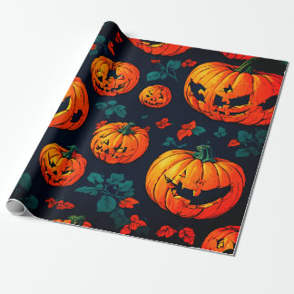 Halloween gruselig orange Kürbis Geschenkpapier
