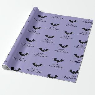 Halloween Gruselig Schwarz und Violett Fledermäuse Geschenkpapier