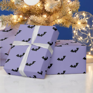 Halloween Gruselig Schwarz und Violett Fledermäuse Geschenkpapier
