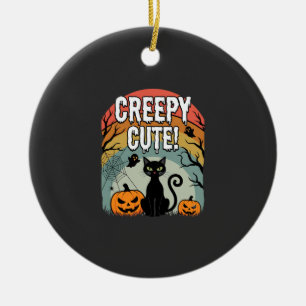 Halloween Gruselig Süße Schwarze Katze Kürbis Desi Keramik Ornament