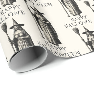 Halloween Gruselige Hexe bei Vollmond Geschenkpapier