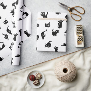 Halloween Gruselige Katzen Lustiges Muster Geschenkpapier