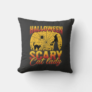 Halloween Gruselige Katzenlady Hexe Spinnennetz Kissen