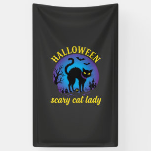 Halloween Gruselige Katzenlady Schwarze Katze Banner