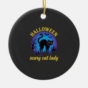 Halloween Gruselige Katzenlady Schwarze Katze Keramik Ornament