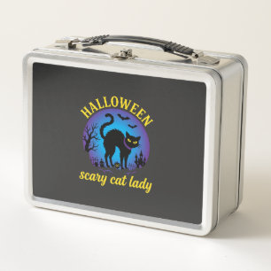 Halloween Gruselige Katzenlady Schwarze Katze Metall Brotdose