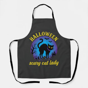 Halloween Gruselige Katzenlady Schwarze Katze Schürze