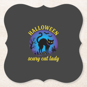 Halloween Gruselige Katzenlady Schwarze Katze Untersetzer