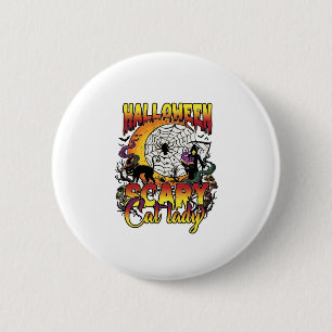 Halloween Gruselige Katzenlady Sensenmann Mond Mag Button