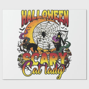 Halloween Gruselige Katzenlady Sensenmann Mond Mag Geschenkpapier