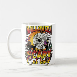 Halloween Gruselige Katzenlady Sensenmann Mond Mag Kaffeetasse