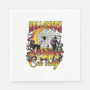 Halloween Gruselige Katzenlady Sensenmann Mond Mag Serviette