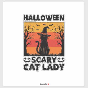 Halloween Gruselige Katzenlady Vintage Gravur Shir Aufkleber