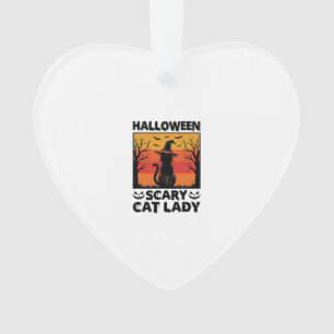 Halloween Gruselige Katzenlady Vintage Gravur Shir Ornament