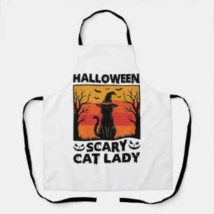 Halloween Gruselige Katzenlady Vintage Gravur Shir Schürze