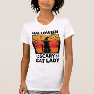 Halloween Gruselige Katzenlady Vintage Gravur Shir T-Shirt