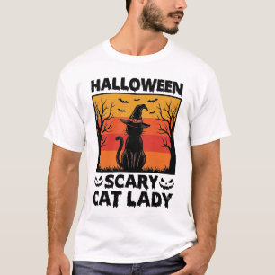 Halloween Gruselige Katzenlady Vintage Gravur Shir T-Shirt