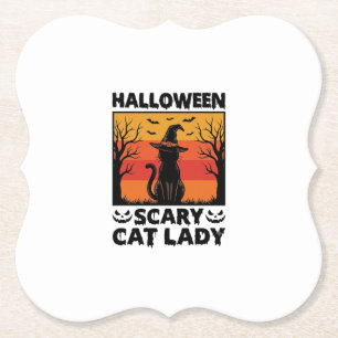 Halloween Gruselige Katzenlady Vintage Gravur Shir Untersetzer