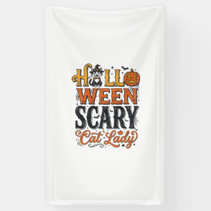 Halloween Gruselige Katzenlady Vintage-Katze-Shirt Banner