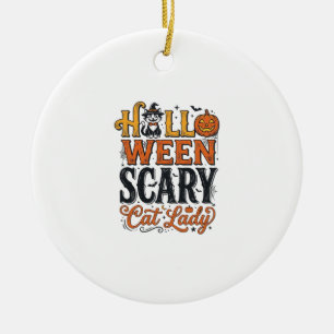 Halloween Gruselige Katzenlady Vintage-Katzen-Shir Keramik Ornament