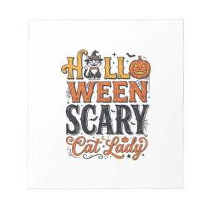 Halloween Gruselige Katzenlady Vintage-Katzen-Shir Notizblock