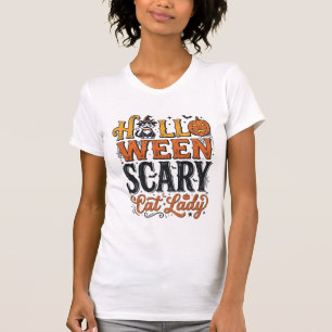 Halloween Gruselige Katzenlady Vintage-Katzen-Shir T-Shirt