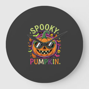 Halloween Gruselige Kürbis-Sonnenbrille Vektor Große Wanduhr
