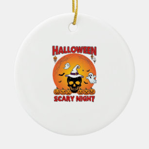 Halloween Gruselige Nacht Totenkopf Hexenhut Kürbi Keramik Ornament