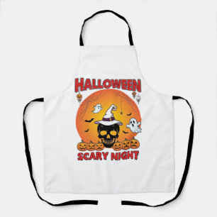 Halloween Gruselige Nacht Totenkopf Hexenhut Kürbi Schürze