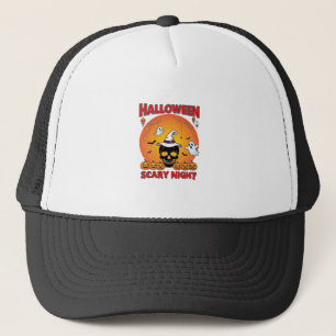 Halloween Gruselige Nacht Totenkopf Hexenhut Kürbi Truckerkappe