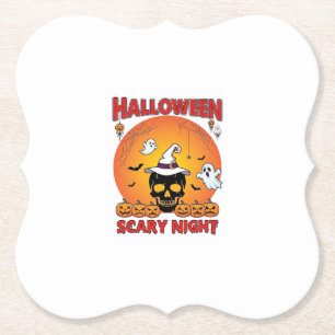 Halloween Gruselige Nacht Totenkopf Hexenhut Kürbi Untersetzer