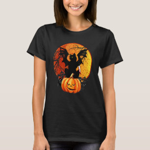 Halloween Gruselige Schwarze Katze Mutter Kürbis F T-Shirt