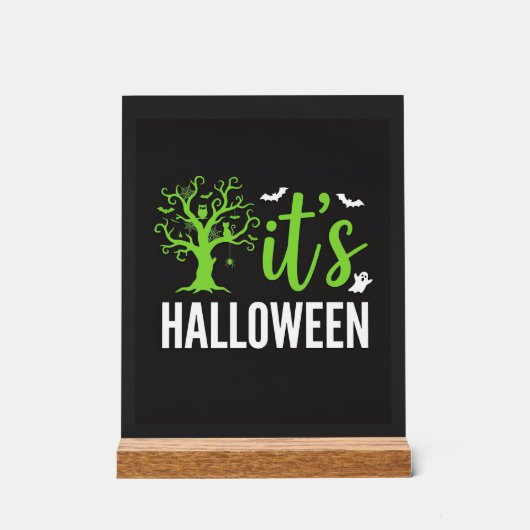 Halloween Gruseliger Baum Fledermäuse Vektor Desig Acrylschild (Vorderseite)
