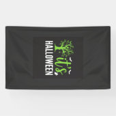 Halloween Gruseliger Baum Fledermäuse Vektor Desig Banner (Horizontal)