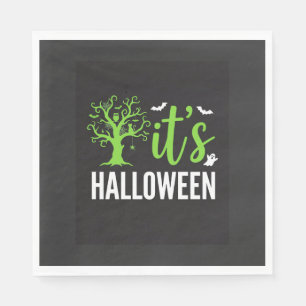 Halloween Gruseliger Baum Fledermäuse Vektor Desig Serviette