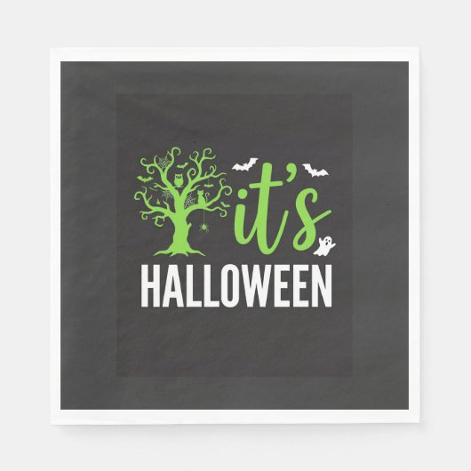 Halloween Gruseliger Baum Fledermäuse Vektor Desig Serviette (Vorderseite)