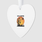 Halloween Gruseliger Baum Fliegende Hexe Orange Mo Ornament (Vorderseite)