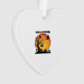 Halloween Gruseliger Baum Fliegende Hexe Orange Mo Ornament (Vorderseite)