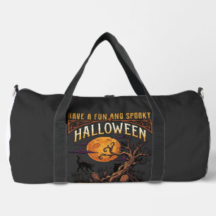 Halloween Gruseliger Baum Vollmond Schwarze Katze  Duffle Bag